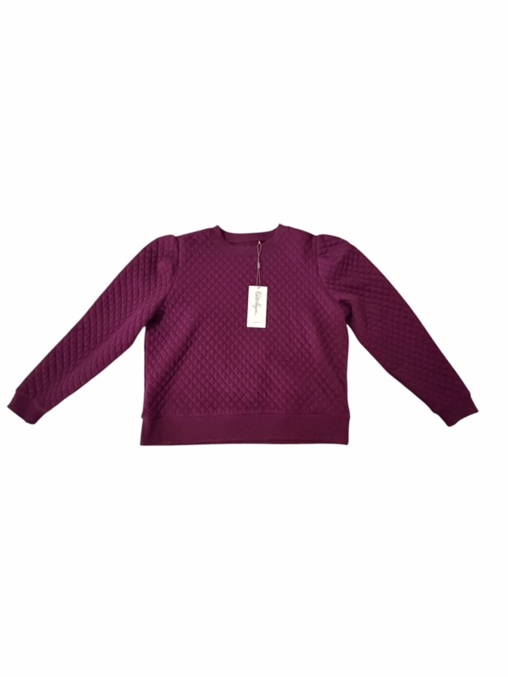 Walter Hagen Quilted Crewneck Sweater in Plum L NWT